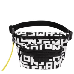 Longchamp Le Pliage LGP M Belt Bag Black/White - Canvas