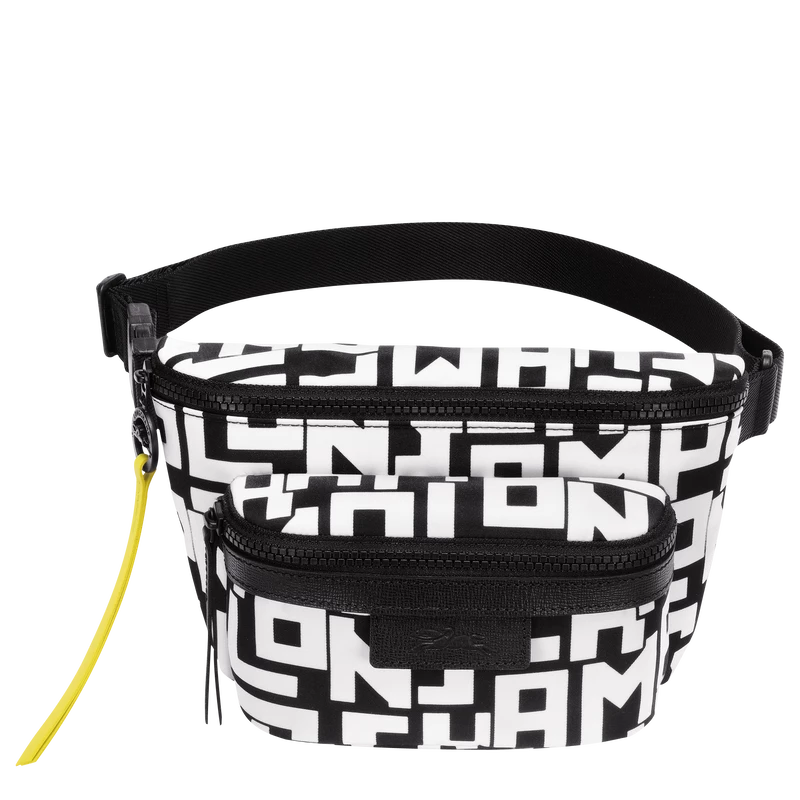 Longchamp Le Pliage LGP M Belt Bag Black/White - Canvas