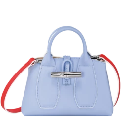 Longchamp Roseau XS Handbag Sky Blue/Red - Leather
