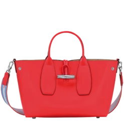 Longchamp Roseau M Handbag Red - Leather