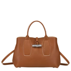 Longchamp Roseau M Handbag Cognac - Leather