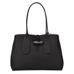 Longchamp Roseau L Tote Bag Black - Leather