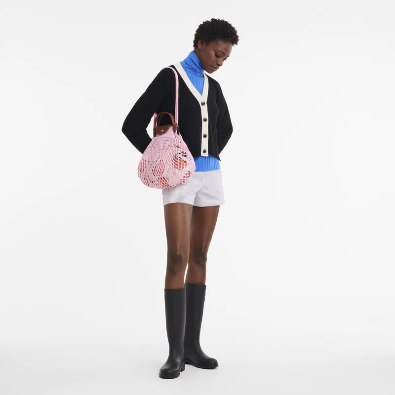 Longchamp Le Pliage Filet L Mesh Bag Pink - Canvas - Image 2