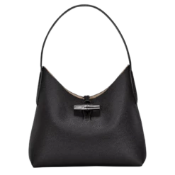 Longchamp Roseau M Hobo Bag Black - Leather