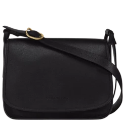 Longchamp Le Foulonné M Crossbody Bag Black - Leather