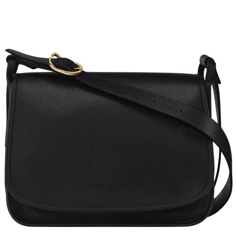 Longchamp Le Foulonné M Crossbody Bag Black - Leather