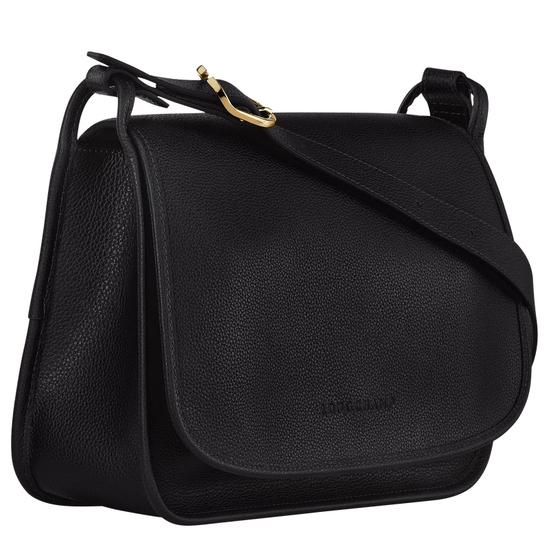 Longchamp Le Foulonné M Crossbody Bag Black - Leather - Image 3