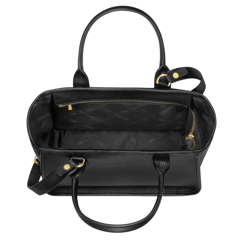 Longchamp Le Foulonné M Tote Bag Black - Leather - Image 5