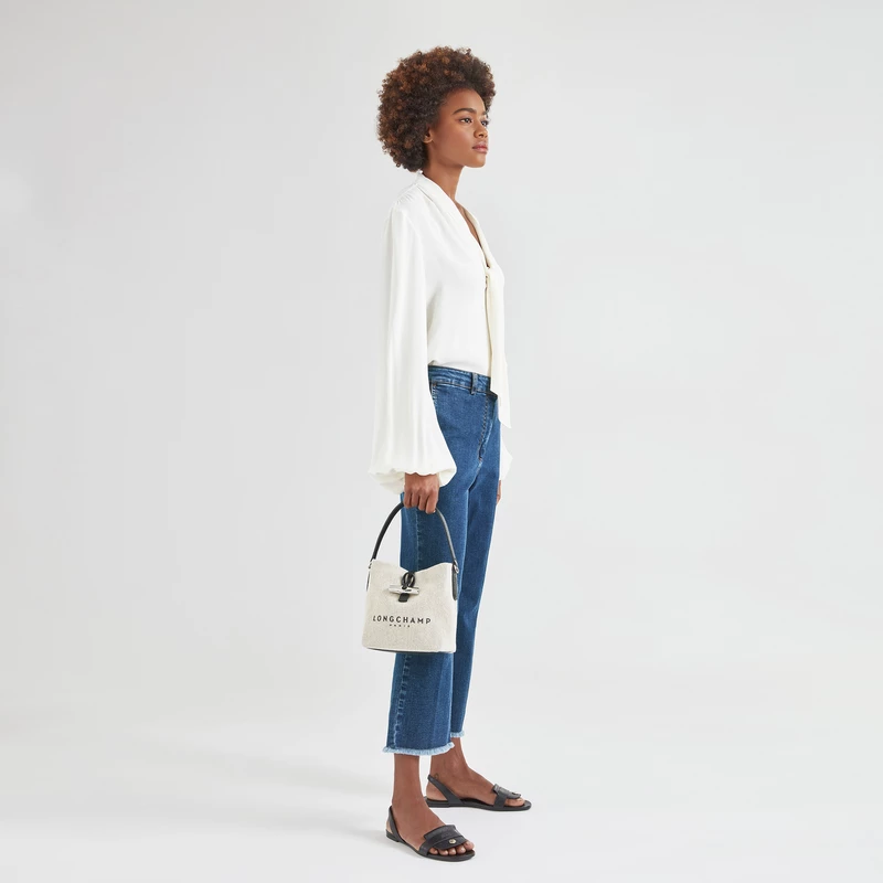 Longchamp Roseau XS Bucket Bag Ecru - Canvas - Image 2