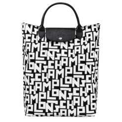 Longchamp Le Pliage LGP M Tote Bag Black/White - Canvas