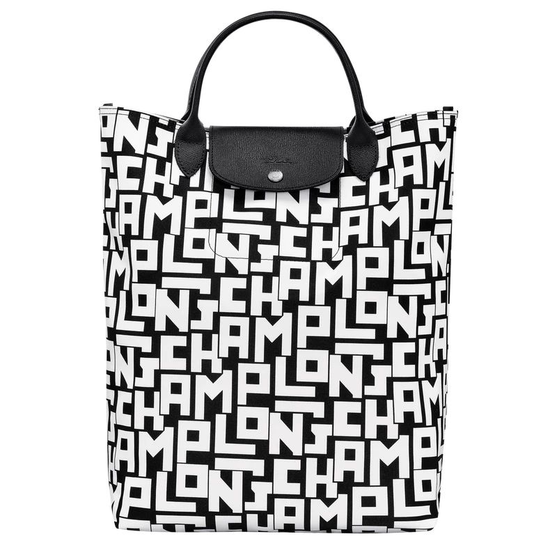 Longchamp Le Pliage LGP M Tote Bag Black/White - Canvas