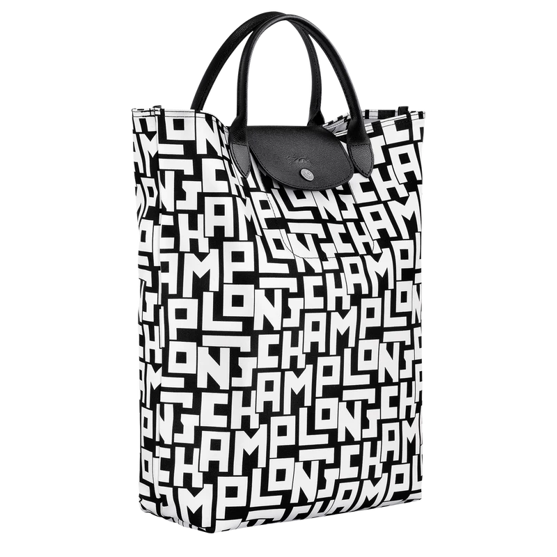 Longchamp Le Pliage LGP M Tote Bag Black/White - Canvas - Image 3