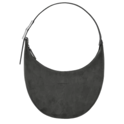 Longchamp Roseau Essential M Hobo Bag Anthracite - Leather