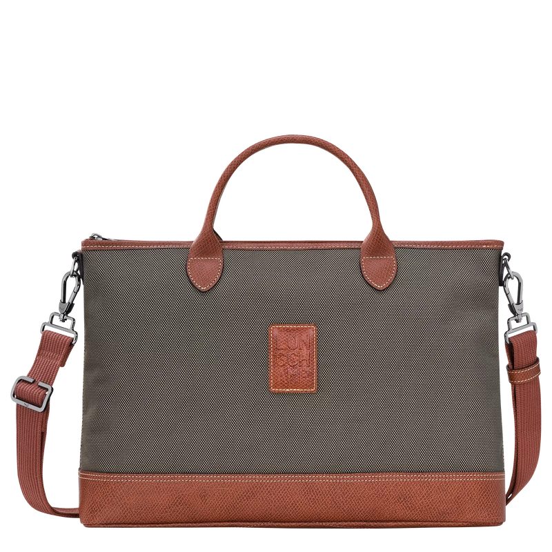 Longchamp Boxford S Briefcase Brown - Canvas