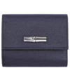 Longchamp Roseau Essential Compact Wallet Navy - Leather