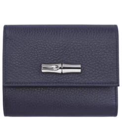 Longchamp Roseau Essential Compact Wallet Navy - Leather
