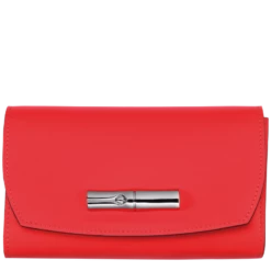 Longchamp Roseau Wallet Red - Leather
