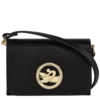 Longchamp Box-Trot Coin Purse With Shoulder Strap Black - Leather