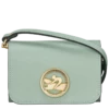 Longchamp Box-Trot Coin Purse With Shoulder Strap Green-gray - Leather