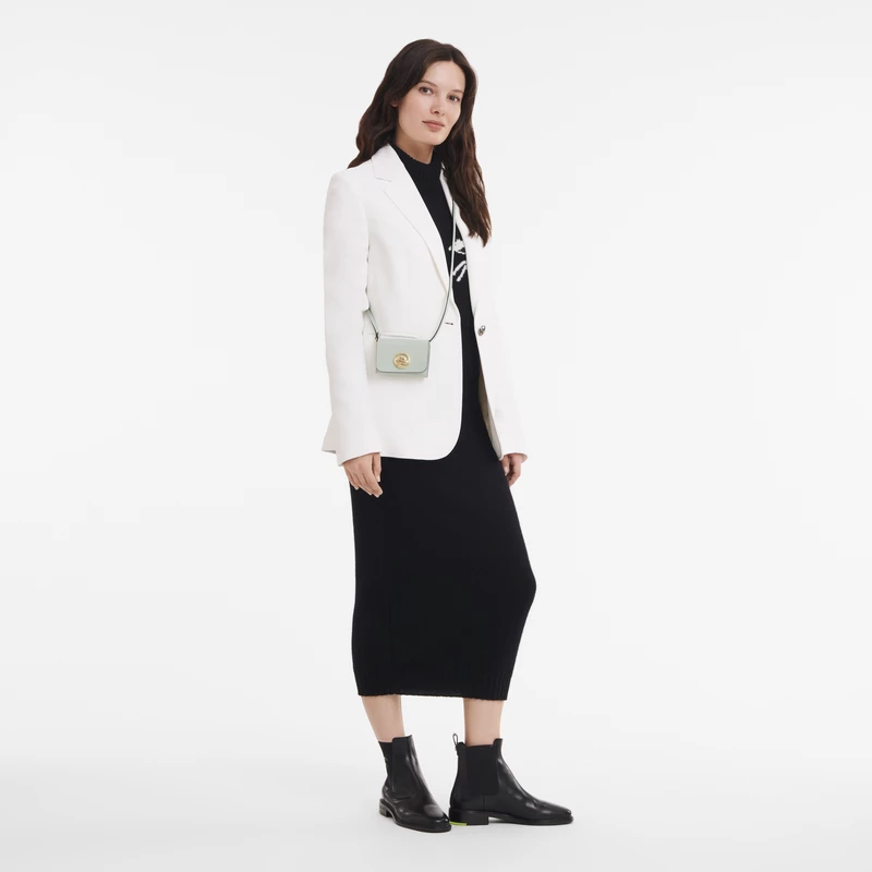 Longchamp Box-Trot Coin Purse With Shoulder Strap Green-gray - Leather - Image 2