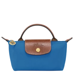 Longchamp Le Pliage Original Pouch With Handle Cobalt - Recycled Canvas