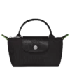 Longchamp Le Pliage Green Pouch With Handle Black - Recycled Canvas