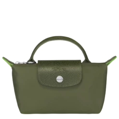 Longchamp Le Pliage Green Pouch With Handle Forest - Recycled Canvas