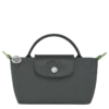 Longchamp Le Pliage Green Pouch With Handle Graphite - Recycled Canvas
