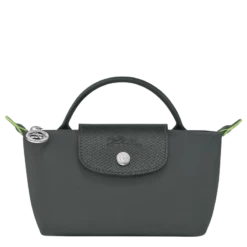 Longchamp Le Pliage Green Pouch With Handle Graphite - Recycled Canvas