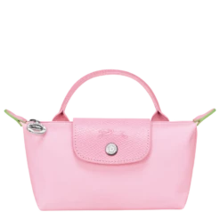 Longchamp Le Pliage Green Pouch With Handle Pink - Recycled Canvas