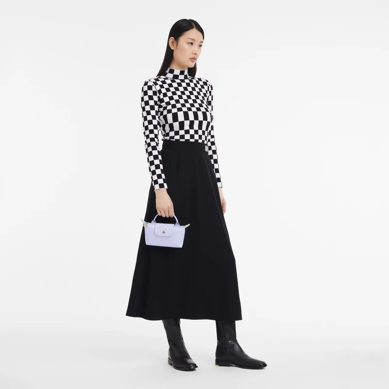 Longchamp Le Pliage Green Pouch With Handle Sky Blue - Recycled Canvas - Image 2