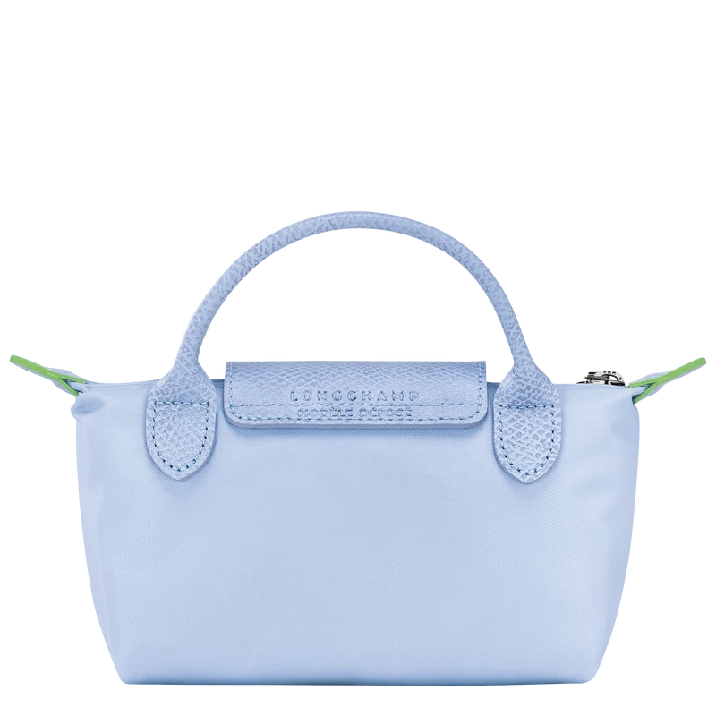 Longchamp Le Pliage Green Pouch With Handle Sky Blue - Recycled Canvas - Image 4