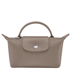 Longchamp Le Pliage City Pouch With Handle Taupe - Canvas