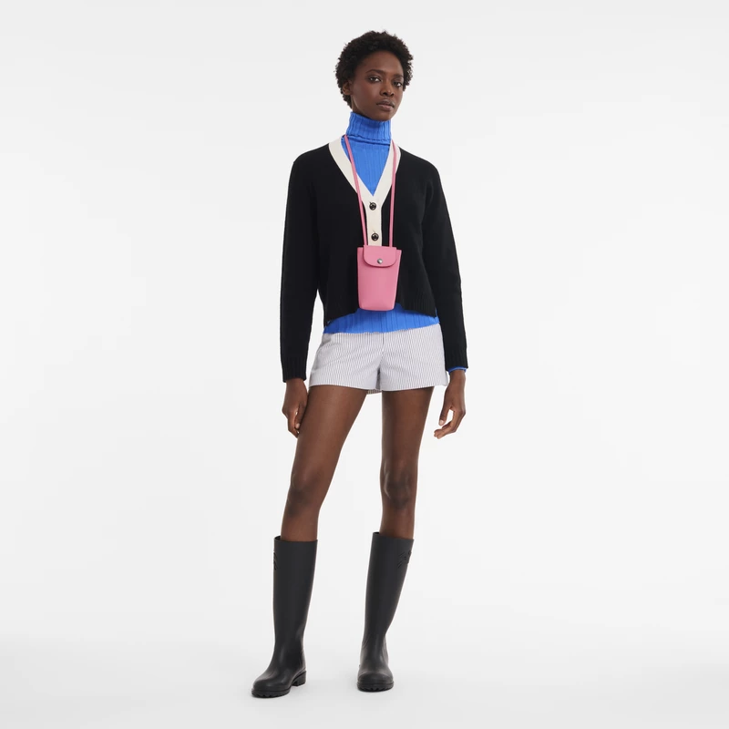 Longchamp Le Pliage Xtra Phone Case With Leather Lace Pink - Leather - Image 2