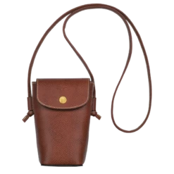 Longchamp Épure Phone Case With Leather Lace Brown - Leather