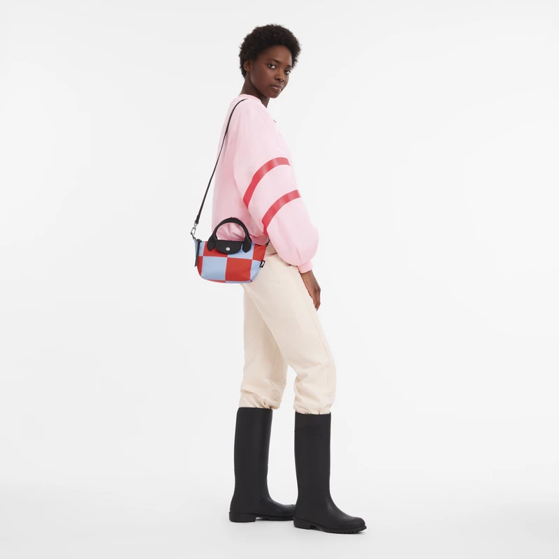 Longchamp Le Pliage Collection XS Handbag Sky Blue/Red - Canvas - Image 2