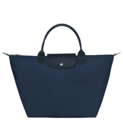 Longchamp Le Pliage Green M Handbag Navy - Recycled Canvas