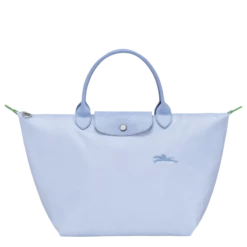 Longchamp Le Pliage Green M Handbag Sky Blue - Recycled Canvas