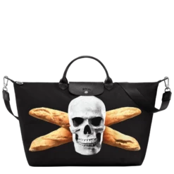 Longchamp X ToiletPaper S Travel Bag Black - Canvas