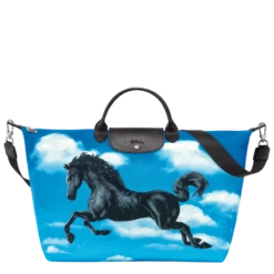 Longchamp X ToiletPaper S Travel Bag Cloud Blue - Canvas