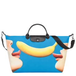 Longchamp X ToiletPaper S Travel Bag Blue - Canvas