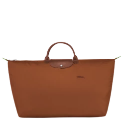 Longchamp Le Pliage Green M Travel Bag Cognac - Recycled Canvas