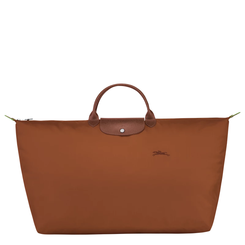Longchamp Le Pliage Green M Travel Bag Cognac - Recycled Canvas
