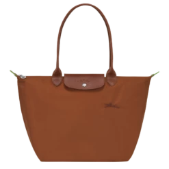 Longchamp Le Pliage Green L Tote Bag Cognac - Recycled Canvas