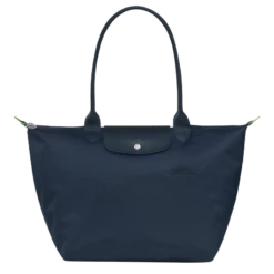 Longchamp Le Pliage Green L Tote Bag Navy - Recycled Canvas