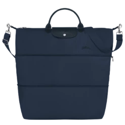 Longchamp Le Pliage Green Travel Bag Expandable Navy - Recycled Canvas