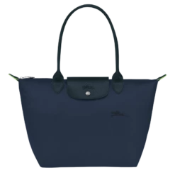 Longchamp Le Pliage Green M Tote Bag Navy - Recycled Canvas