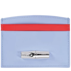 Longchamp Roseau Card Holder Sky Blue/Red - Leather